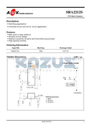 SRA2212S datasheet - PNP Silicon Transistor