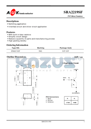 SRA2219SF datasheet - PNP Silicon Transistor