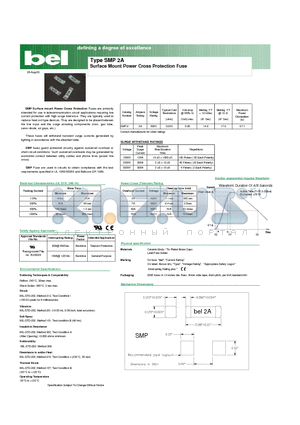 SMP2 datasheet - Surface Mount Power Cross Protection Fuse