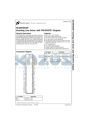 SCAN18540T datasheet - Inverting Line Driver with TRI-STATE Outputs