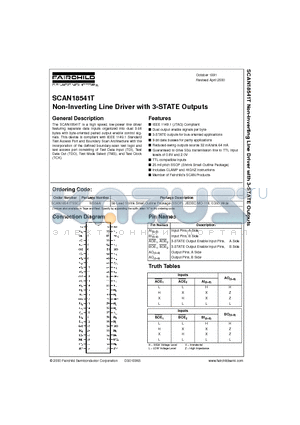 SCAN18541T datasheet - Non-Inverting Line Driver with 3-STATE Outputs