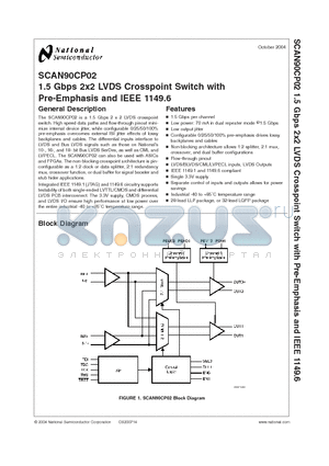 SCAN90CP02SP datasheet - 1.5 Gbps 2x2 LVDS Crosspoint Switch with Pre-Emphasis and IEEE 1149.6