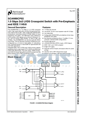 SCAN90CP02_07 datasheet - 1.5 Gbps 2x2 LVDS Crosspoint Switch with Pre-Emphasis and IEEE 1149.6