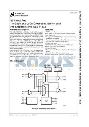 SCAN90CP02SPX datasheet - 1.5 Gbps 2x2 LVDS Crosspoint Switch with Pre-Emphasis and IEEE 1149.6