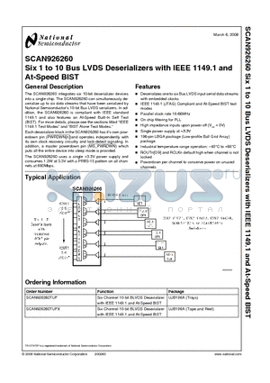 SCAN926260TUF datasheet - Six 1 to 10 Bus LVDS Deserializers with IEEE 1149.1 and At-Speed BIST