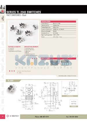 TL2243 datasheet - TACT SWITCHES - Dual