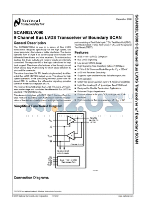 SCAN92LV090VEH datasheet - 9 Channel Bus LVDS Transceiver w/ Boundary SCAN