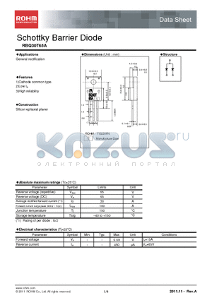 RBQ30T65A datasheet - Schottky Barrier Diode