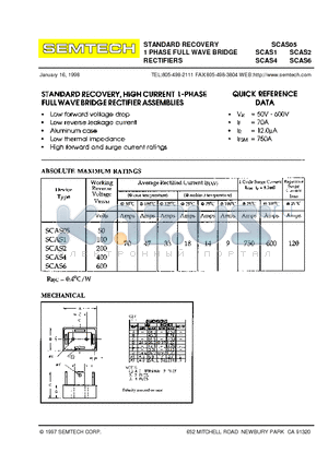 SCAS1 datasheet - STANDARD RECOVERY 1 PHASE FULL WAVE BRIDGE RECTIFIERS