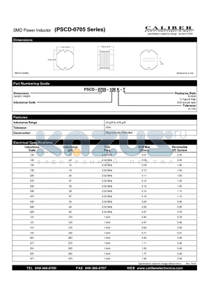 PSCD-0705-100K-T datasheet - SMD Power Inductor