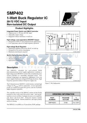 SMP402 datasheet - 20-72 VDC Input Non-isolated DC Output