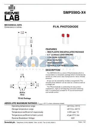 SMP550G-X4 datasheet - P.I.N. PHOTODIODE