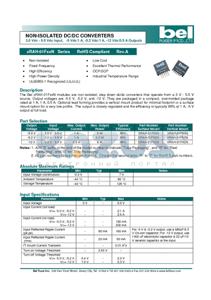 SRAH-01F52N datasheet - NON-ISOLATED DC/DC CONVERTERS