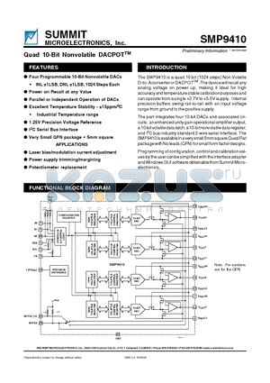 SMP9410N datasheet - Quad 10-Bit Nonvolatile DACPOT