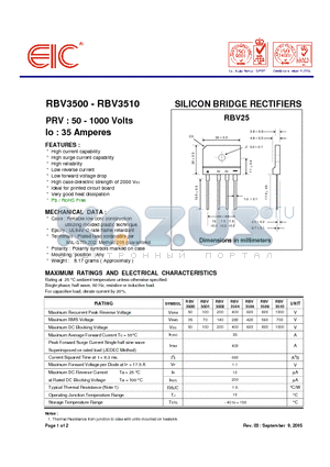 RBV3500 datasheet - SILICON BRIDGE RECTIFIERS
