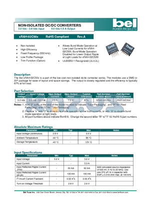 SRAH-02C50X datasheet - NON-ISOLATED DC/DC CONVERTERS
