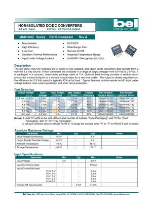 SRAH-03C180 datasheet - NON-ISOLATED DC/DC CONVERTERS