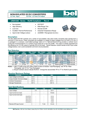 SRAH-03C1A0 datasheet - NON-ISOLATED DC/DC CONVERTERS