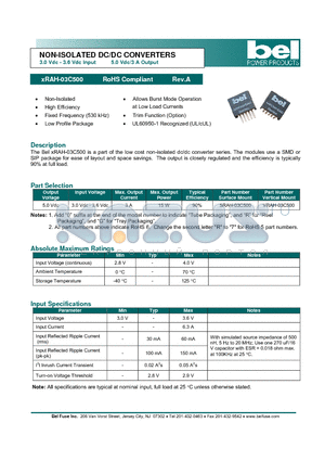 SRAH-03C500 datasheet - NON-ISOLATED DC/DC CONVERTERS