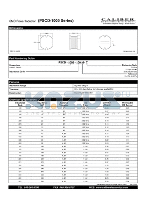 PSCD-1005-100K-B datasheet - SMD Power Inductor