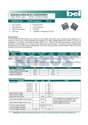 SRAH-03L1A0 datasheet - NON-ISOLATED DC/DC CONVERTERS