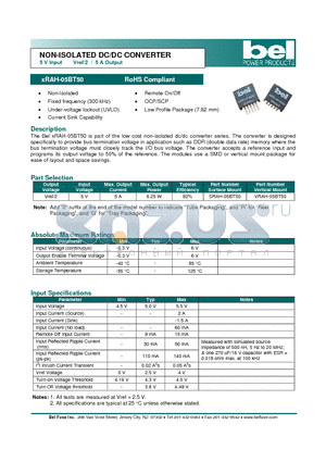 SRAH-05BT50 datasheet - NON-ISOLATED DC/DC CONVERTER 5 V Input Vref/2 / 5 A Output
