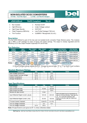 SRAH-05E180 datasheet - NON-ISOLATED DC/DC CONVERTERS