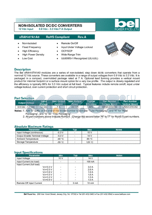 SRAH-07A1A0 datasheet - NON-ISOLATED DC/DC CONVERTERS