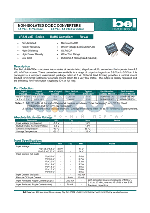 SRAH-08E500 datasheet - NON-ISOLATED DC/DC CONVERTERS