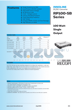 RP100-481.8SB datasheet - 100 Watt Single Output