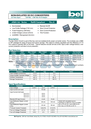 SRAH-10J100 datasheet - NON-ISOLATED DC/DC CONVERTERS