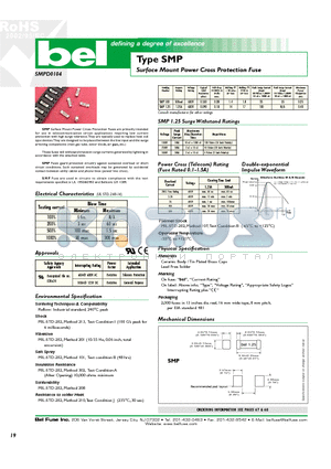 SMPD0104 datasheet - Surface Mount Power Cross Protection Fuse