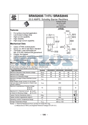 SRAS2040 datasheet - 20.0 AMPS. Schottky Barrier Rectifiers