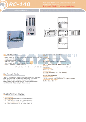 RC-140WA-I datasheet - Half-size Wallmount Chassis with 4-slot Backplane, 80W P/S Provides PICMG1.3 Half-size Backplane