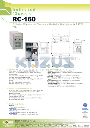 RC-160WB-6S datasheet - Full-size Wallmount Chassis with 6-slot backplane & 250w