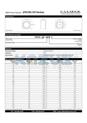 PSCDS-125-181M-B datasheet - SMD Power Inductor