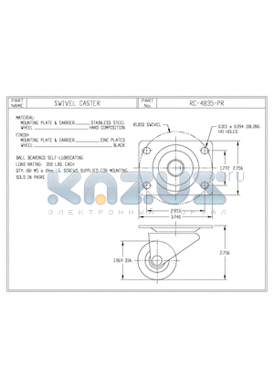 RC-4835-PR datasheet - SWIVEL CASTER