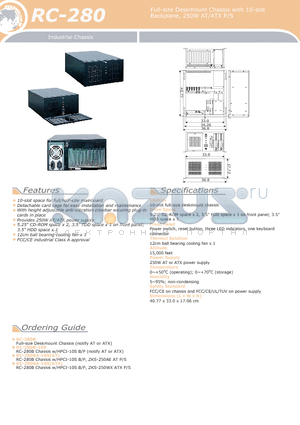 RC-280BA-10S datasheet - Full-size Deskmount Chassis with 10-slot Backplane, 250W AT/ATX P/S