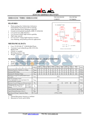 SRB1630C datasheet - SCHTTKY BARRIER RECTIFIER