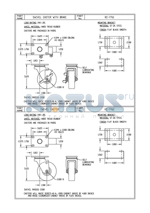 RC-7761 datasheet - SWIVEL CASTER WITH BRAKE