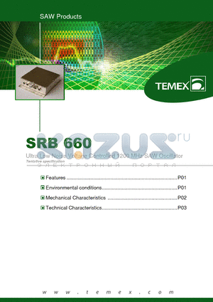 SRB660 datasheet - Ultra Low Noise Voltage Controlled 1200 MHz SAW Oscillator