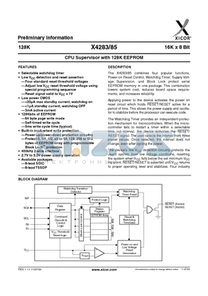 X4283I datasheet - CPU Supervisor with 128K EEPROM