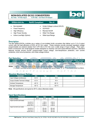 SRBA-03A1AL datasheet - NON-ISOLATED DC/DC CONVERTERS