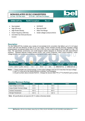 SRBA-03F1AX datasheet - NON-ISOLATED DC/DC CONVERTERS