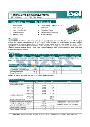 SRBA-06A1AX datasheet - NON-ISOLATED DC/DC CONVERTERS