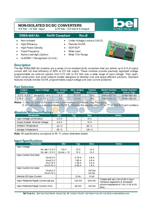 SRBA-06E1A0 datasheet - NON-ISOLATED DC/DC CONVERTERS