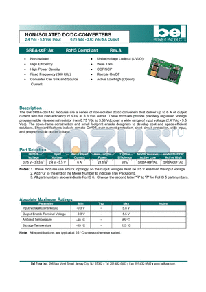 SRBA-06F1A0 datasheet - NON-ISOLATED DC/DC CONVERTERS