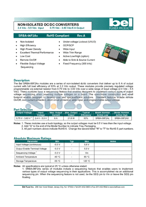 SRBA-06F2A0 datasheet - NON-ISOLATED DC/DC CONVERTERS