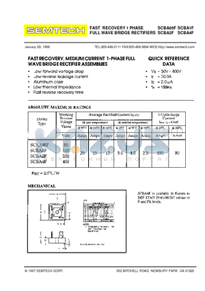 SCBA1F datasheet - FAST RECOVERY 1 PHASE FULL WAVE BRIDGE RECTIFIERS