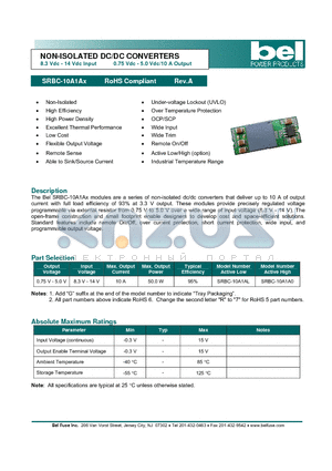 SRBC-10A1A0 datasheet - NON-ISOLATED DC/DC CONVERTERS